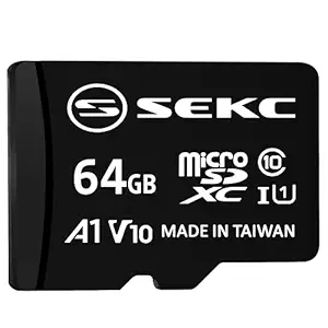 SEKC 64GB MicroSDXC Memory Card with Adapter - UHS-I U1, A1, V10, 4K, C10, Micro SD - SV10A164