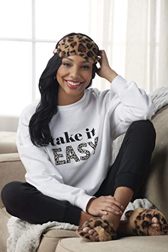 Mud Pie Women's Leopard Fuzzy Slipper and Eyemask Set3