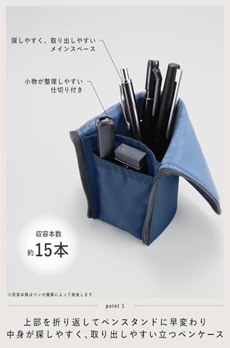 Image of KOKUYO Neo Critz Pen Case, Regular Size, Navy x Blue, Japan Import (F-VBF180-2)