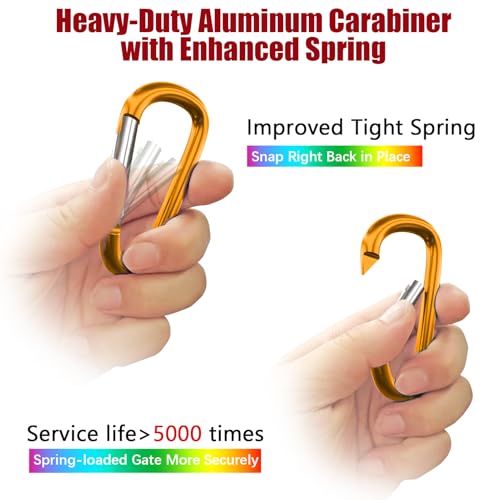 Image of sprookber 4 inch & 5 inch Extra Large Aluminum Carabiner D Ring, Caribeener Clips, Spring Snap Hook for Keychain Clip, Set of 4
