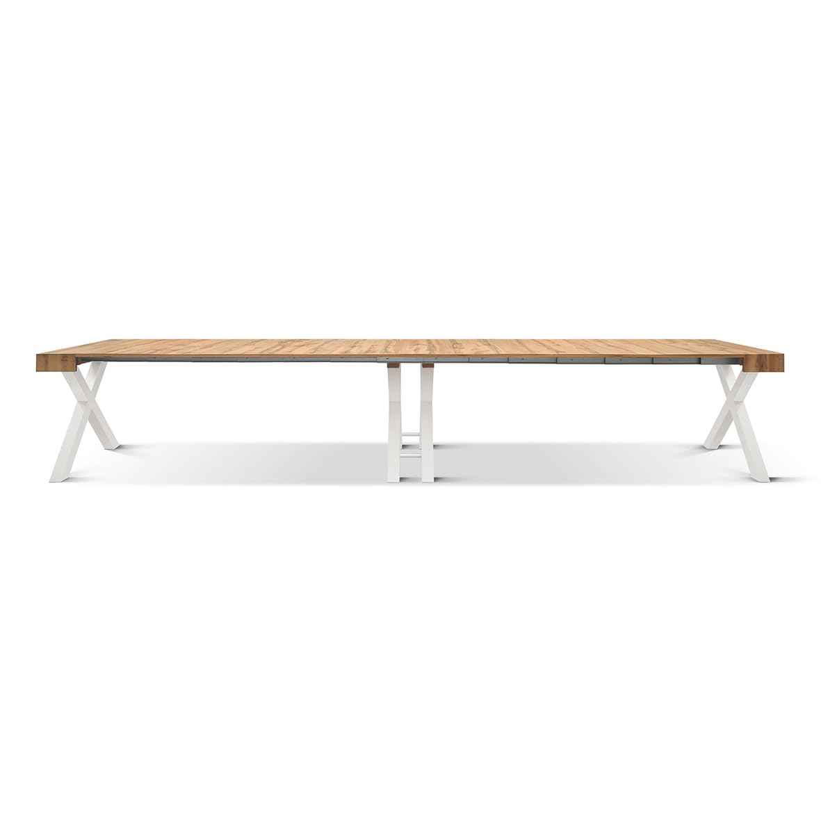 PAZZO DESIGN, Tavolo Consolle Allungabile Grazia con porta prolunghe e gambe bianche a X, Fino A 16 Posti, Cucina, Salvaspazio, Made in Italy, Da 45 A 402 Cm - id_2374