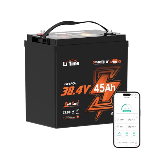 LiTime 36V 45Ah GC2 Bluetooth LiFePO4 Battery, Built-in 90A BMS,...