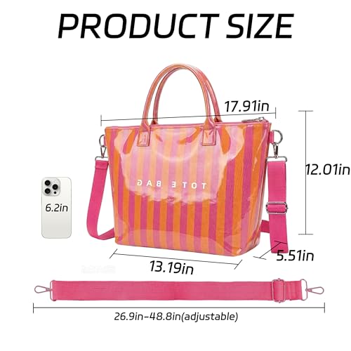 Image of GISMTR Large PVC Tote Bag for Women Letters Print Handbags Kraft Paper Shoulder Bag for Work Travel