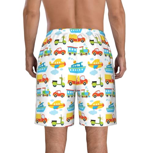 Diversified Transportation Print Mens Casual Shorts Drawstring Summer Beach Stretch Shorts Novelty Swimtrunks3
