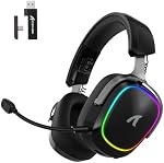 ATTACK SHARK G800 Sans fil ultraléger RGB Jeu casque programmable-Noir 7.1 Surround Sound,50mm Conducteurs,Padeaux d'oreille en mousse de mémoire,Wired/2.4Ghz/BT,Cadre en aluminium durable,Mic amovible pour PC Jeu Mac