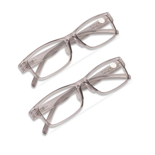 Image of Freddy Full Rim Reading Glasses, Rectangular Frame, Transparent Grey, Unisex, 2 Pack