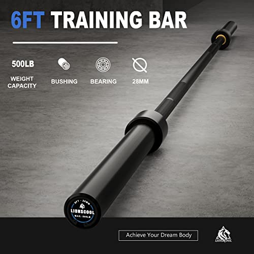 LIONSCOOL Premium 4ft/4.9ft/6ft Barbell for Strength Training and Olympic Weightlifting, 2 Inch Bar for Squats, Curls, Deadlifts, Presses, Hip Thrusts, 350LBS/500LBS/700LBS Weight Capacity Available - Image 3