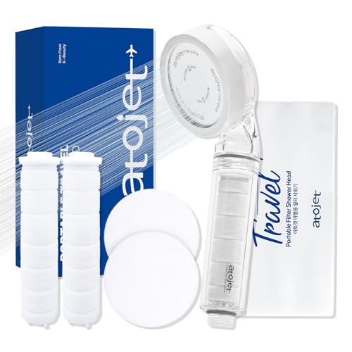 ATOJET Travel Mini Filtered Shower Set Elevating Koreas Beauty Legacy - Compact & Portable Filters Included for Softer Skin & Smoother Hair | Includes 2 Filters & Travel Pouch (JNE150-SET-TRVL)