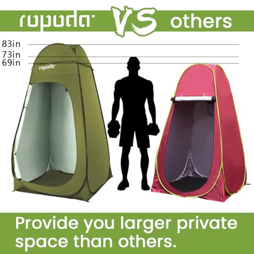 Image of ropoda Pop Up Tent 83 inch x 48 inch x 48 inch Upgrade Privacy Tent, Porta-Potty Changing Portable Changing Room Includes 1 Removable Bottom,8 Stakes,1Removable Rain Cover,1 Carrying Bag(Olive Green)