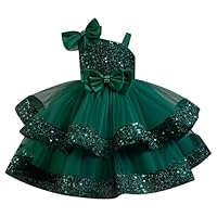 ABEHIK Girls Sleeveless Summer Poncho Dresses Sequin Tulle Dress for Party Flower Girl Birthday Wedding Dress
