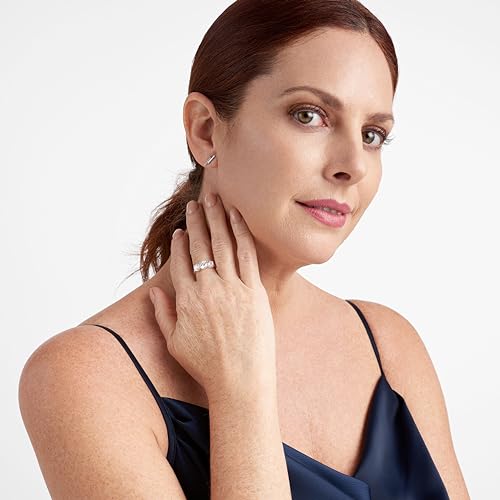 MORGAN & PAIGE .925 Sterling Silver Engagement Rings for Women - Promise Ring Prong-Set Three Stone Cubic Zirconia Ring or Genuine Garnet Ring, Wedding Bands for Women Sterling Silver Rings Size 5-94