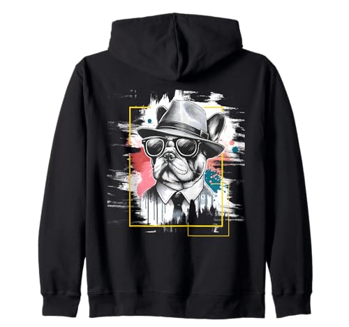 Bulldog francese cappello - Animale tema arte Bulldog Felpa con Cappuccio