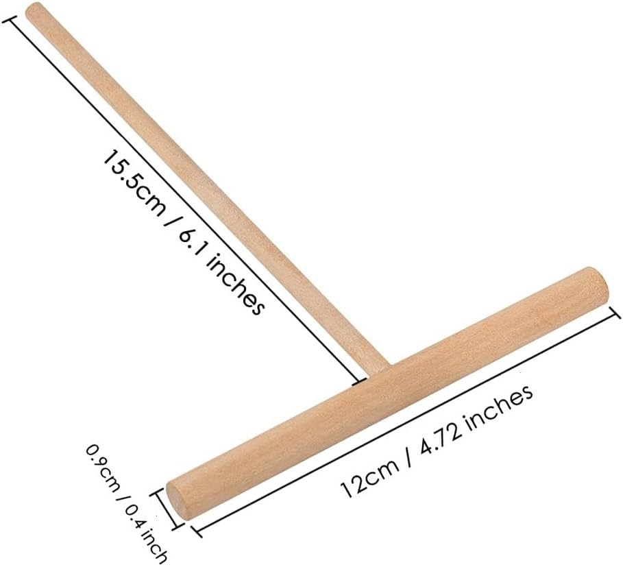 Esparcidor de crepé, paquete de 2 herramientas de madera natural en forma de T, 6.1 x 4.7 pulgadas para crepes y panqueques 3