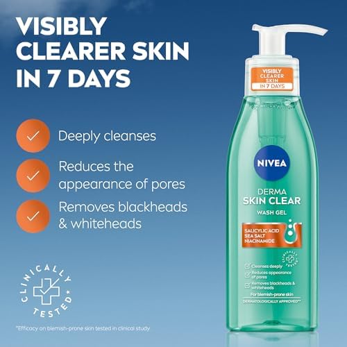 NIVEA Derma Skin Clear Wash Gel (150ml), Deep Cleansing Face Cleanser Gel, Salicylic Acid Face Wash Enriched with Niacinamide to Cleanse Pores and Remove Impurities, For Blemish-Prone Skin - View 4