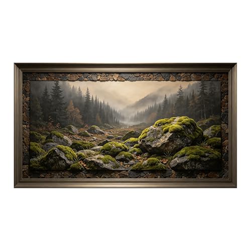 Décoration murale encadrée 3D paysage de forêt grand format 50x101 cm