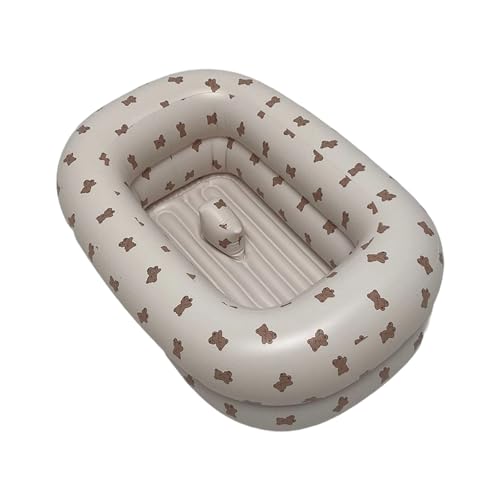 Bañera de bebé de inflado rápido para niños de 1 a 3 años, ahorro de espacio, diseño plegable, PVC, adorable patrón, esencial, plegable, lavabo para bebé