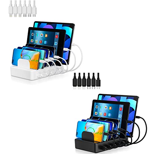 Charging Station For Multiple Devices Apple, Alfuel 50W 6 Port Usb Charging Station Dock With 6 Charging Cables, Charger Station Organizer For Iphone, Andorid, Tablets, Kindle, Smart Watch #TOP2