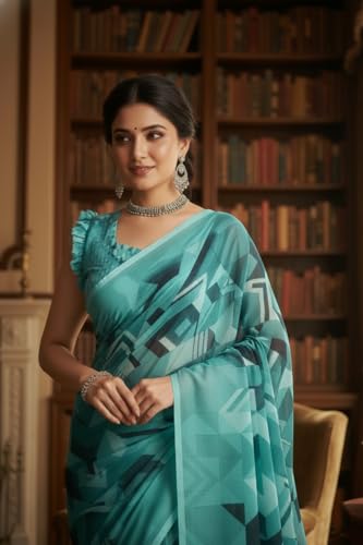 Image of Yashika Women's Georgette Printed Saree with Blouse Piece for Traditional Ethinic Wear Sari