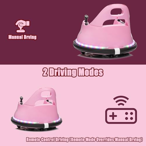Image of 12V Kids Ride on Bumper Car Kids Ride On Electric Bumper Car with Remote Control, 360 Degree Spin for Baby Boy and Girls Riding Bumping Toy Gifts Cars for Toddler, Pink