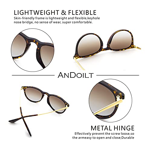 ANDOILT Vintage Polarized Sunglasses for Women Men UV Protection Retro Round Mirrored Lens3