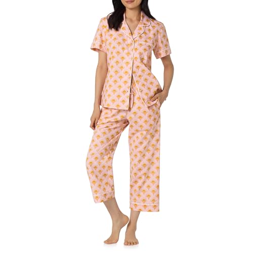 Image of Bed Head PJs Womens Matching Pajamas - Soft Organic Cotton Button Down PJ Shirt & Cropped Pants Set - Loungewear & Sleepwear