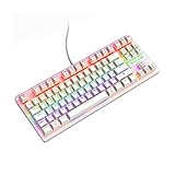 【Teclado para Juegos TKL 80%】El teclado para juegos con cable es un teclado de diseño británico de 88 teclas, plug and play, compacto y portátil. 29 teclas anti-ghosting, respuesta rápida sin demora, pueden admitir múltiples teclas para trabajar a alta velocidad al mismo tiempo. El diseño ergonómico de la posición de la tecla brinda una comodidad de juego duradera, que es muy adecuada para los jugadores.