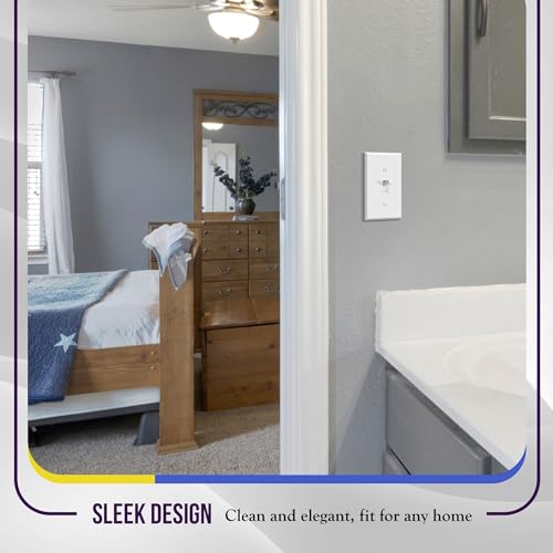 Image of ENERLITES Toggle Light Switch Metal Cover Plate, Wall Plate, Corrosion Resistant, Standard Size 1-Gang 4.50 inch x 2.76 inch, Powder Coated Stamped Steel, 7711-WM, White Matte | Fits standard toggle switches; Rust-proof stamped steel; Smooth matte finish; Standard 1-gang; 7711-WM