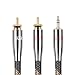 SKW Audiophile Single Crystal Copper Audio Cable 3.5mm Male to 2 RCA Male Audio Auxiliary Stereo Y Splitter Adapter Cable (4.9ft/1.5M,Black)