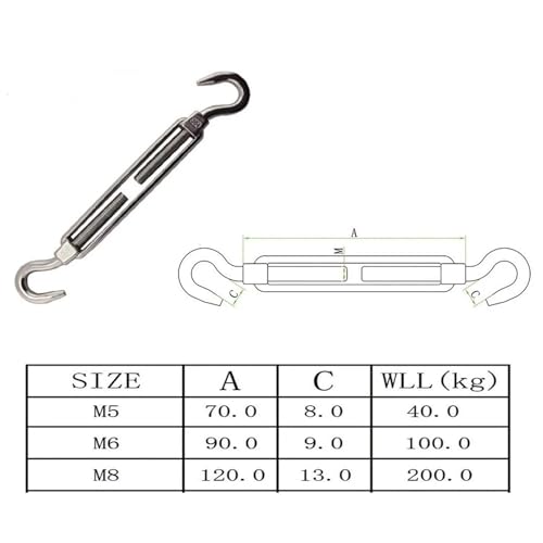 Turnbuckles 5PCS Turnbuckle Stainless Steel 304 Hook M5 miniatura 5