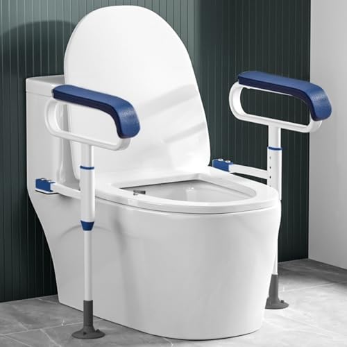 Bxzzuisトイレ用手すり 介護 トイレ立ち上がり補助具 4段高さ調整可能 3段幅調節可能 齢者用立ち上がり補助 転倒防止 安全補助 組立簡単トイレ用 介護 サポート 補助手すり 敬老の日 プレゼント (ブルー)