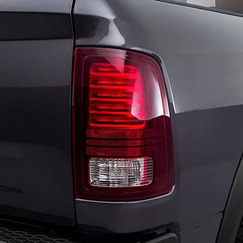 Fione Led Tail Lights Assembly For 2013-2018 Dodge Ram 1500 & 2013-2018 Ram 2500 And 2014-2018 Ram 3500 Halogen Type & Red Lens Black Interior With Bulbs Right Passenger Side Ch2800202 68093081Ac #TOP2