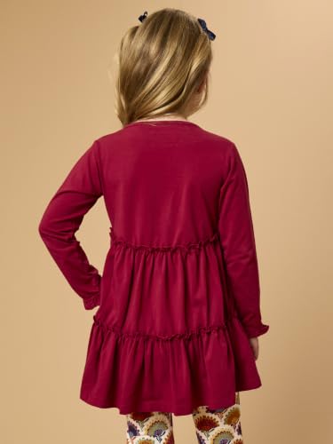 Image of RuffleButts Girls High Low Tunic - Long Sleeve Ruffle Tunic Top