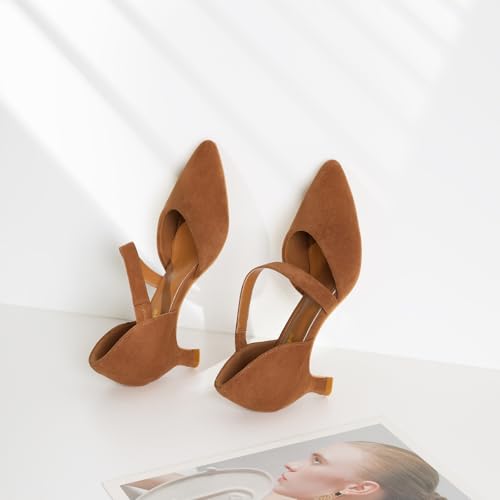 Image of RIBONGZ Kitten Heels for Women Closed Toe Comfortable Low Heels Pointed Toe Sexy Slip on Pumps Bridal Party Dressy Shoes