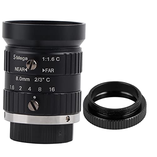 SYH&AQYE Obiettivo Manuale con Lunghezza Focale da 5 MP, Apertura Manuale con Lunghezza Focale da 8 Mm, Obiettivo Panoramico HD da 5 Megapixel 2 3 C Mount per Telecamera IP del Sistema di Sicurezza