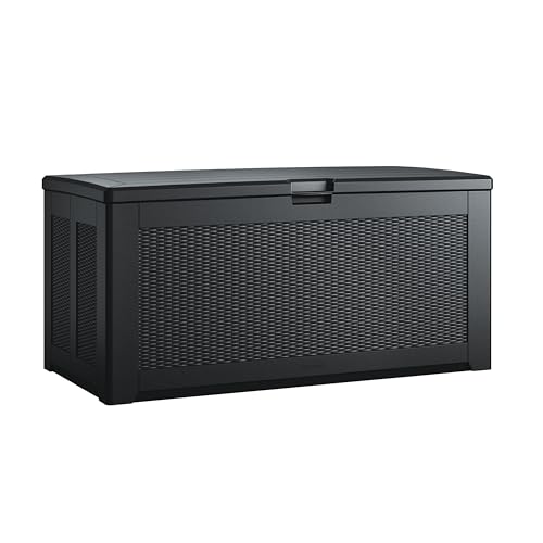 Image of Rubbermaid Extra Large Resin Outdoor Storage Deck Box (134 Gal), Weather Resistant, Black, Deck Organization for Home /Backyard /Pool Chemicals /Toys /Garden Tools /Porch /Patio Cushions