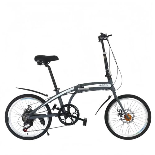 TBMTOAL Bicicleta De Velocidad Plegable De Aleación De Aluminio De 20 Pulgadas para Estudiantes Hombres Y Mujeres, Modelos para Adultos, Bicicleta De Carretera De Pedales Ultraligera Y Portátil Gray