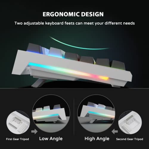 Ilovbee I87 Wired Mechanical Gaming Keyboard With Rgb Backlit Compact Tkl Hot Swappable Keyboard Linear Red Switches Four Status Light Ergonomic Design Software Supported (87Keys, White-Grey) #TOP3