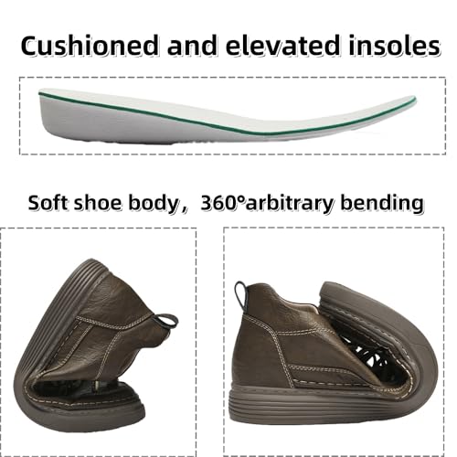 Men's Casual Shoes Invisible Height Increasing Leather Elevator Lace Up Sneakers Fashion Breathable Comfortable Lightweight3