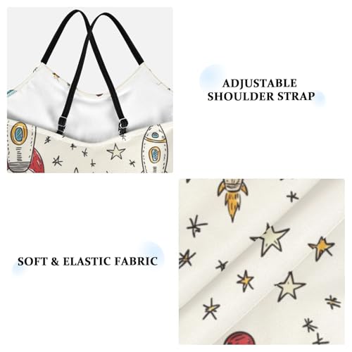 Cartoon Rocket Planet Hand Drawn Girls Swimsuit One Piece Bathing Suit for Baby Girls' Swimwear 3-10T3