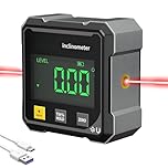 4-Seitiger Magnetischer Digitaler Winkelmesser mit Laser, Laser Wasserwaage mit LCD Display, Type-C Schnittstelle IP54 Wasserdicht Digitale Wasserwaage für Arbeiten, BAU und Wasserwaagenboxen (A)
