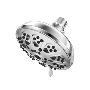 10-Mode High Pressure Shower Head Fixed Showerhead, Anti-Clogging Silicone Nozzles-Premium Quality Luxury Design(Luxury Polished Chrome) – 1-Min Install Easy Clean Adjustable Angles