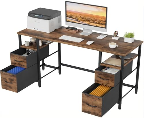 La mejor comparación de Escritorio Sencillo para Computadora más recomendados. 50 RWDSDWT 140CM Escritorio para Computadora, Escritorios Minimalista Grande con 4 Cajones Grandes para Archivos, Mesa Gamer Espaciosa y Cómoda, Escritorios Largo para Casa y Oficina...