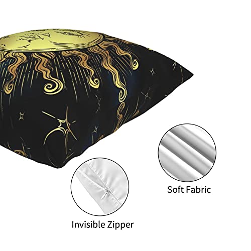 Aoopuc Golden Sun Moon And Stars Decor Throw Pillow Covers Set Of 2 Sofa Decorative Crescent Planet Couch Pillow Covers Witchy Hippie Bedding Cotton 18 X 18 Inches Square #TOP5