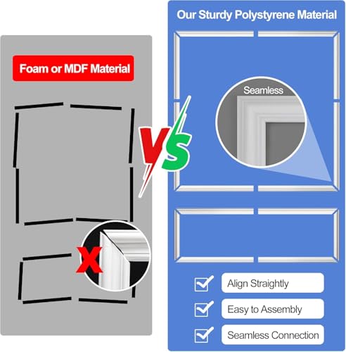 6 Rahmen Vorgeschnittenes Wandleisten Set, Fertig zu Montieren, Selbstklebende Akzent Wandformkit Wanddekoration Zierleisten DIY Home Decor Wainscoting Panels (34 Stück Zierleisten)