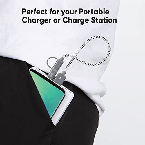 Cablecreation 2 In 1 Usb C Cable 0.8Ft, Braided Micro Usb + Usb C To Usb A Fast Charge Cord Compatible With Galaxy S22 Ultra Note 8, Pixel Xl, Android & Usb-C Devices, 0.25 M/Space Gray #TOP2