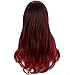 Morvally Women's Girls Long Wavy Two Tone Ombre Brown Dark Red Color Synthetic Wig for Cosplay Costume Halloween Party Wigs