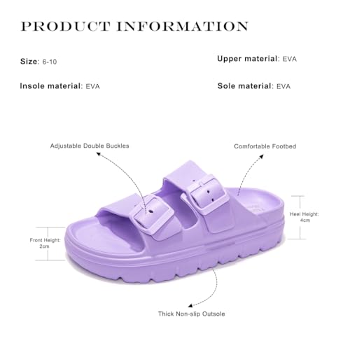 image for FUNKYMONKEY EVA Slides for Women Thick-sole Adjustable Double Buckle W