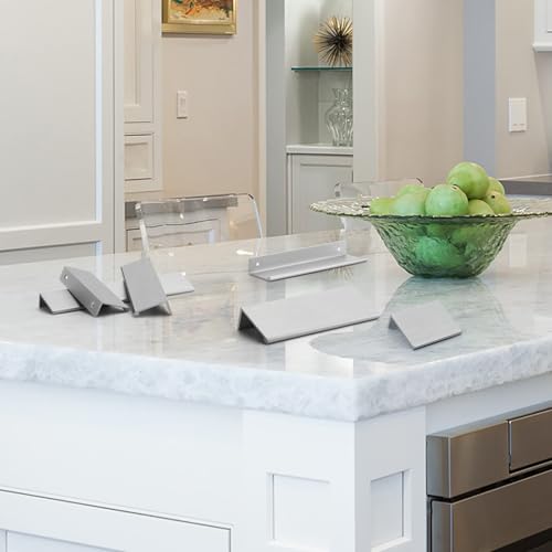 Image of Rergy 18 Pack 6-1 /4 inch Cabinet Pulls Brushed Nickel Finger Pulls for Cabinets | Aluminum Alloy Silvery Edge Pulls Modern Cabinet Handles for Kitchen, Cupboard, Drawers, Dressers, Screws Included