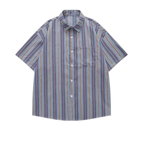 T-Shirt Homme Vintage Rayé en coton léger pour look décontracté d'été
