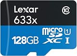 Lexar High-Performance 633x 128GB MicroSDXC UHS-I Card with SD Adapter (LSDMI128BBNL633A)